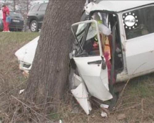 O maşină a intrat în copac, la Chirnogeni